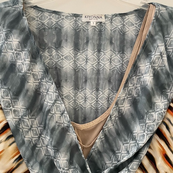 Kiyonna PLUS Maxi Meadow Dream Womens 1X Flutter Sleeves Animal Print Geometric - Picture 5 of 12